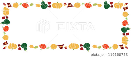 Boarding line pumpkin and leaf for autumn season celebration or holiday concept Boarding line pumpkin and leaf for autumn season celebration or holiday concept 119160738