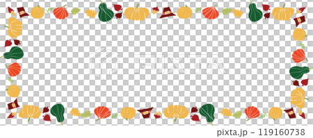 Boarding line pumpkin and leaf for autumn season celebration or holiday concept Boarding line pumpkin and leaf for autumn season celebration or holiday concept 119160738