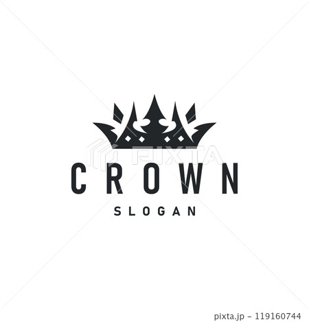 Crown logo design simple beautiful luxury jewelry king and queen princess royal templet illustration 119160744