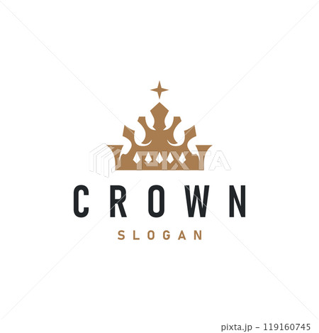 Crown logo design simple beautiful luxury jewelry king and queen princess royal templet illustration 119160745