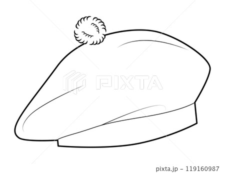 Balmoral bonnet Beret Hat. Winter Head Fashion accessory cap clothing technical illustration. Vector headgear for Men 119160987