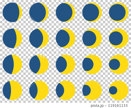 Vector illustration set of moon phases, crescent moon icons 119161133