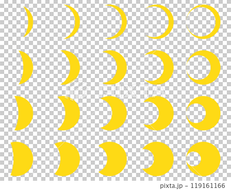 Vector illustration set of moon phases, crescent moon icons 119161166