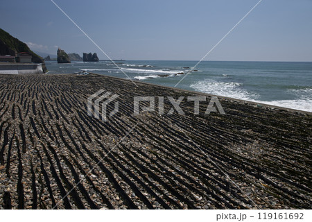 日高沿岸の昆布干し風景 日高沿岸の昆布干し風景 119161692