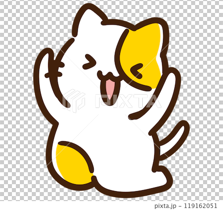 ジャンプして喜びを表現するかわいいねこのキャラクターのデフォルメイラスト ジャンプして喜びを表現するかわいいねこのキャラクターのデフォルメイラスト 119162051