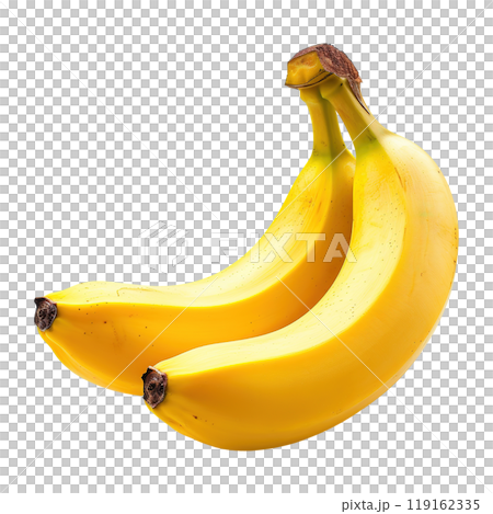 Ripe Bananas with Yellow Peels and Brown Spots 119162335