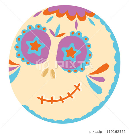 Colorful sugar skull face with flowers, Vector Colorful sugar skull face with flowers, Vector 119162553