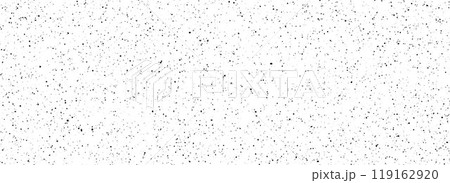 Seamless grainy speckle texture. Distress grunge dot background. Black gritty splash repeated pattern. Splattered dirty grit overlay with drops, specks, flecks. Gravel noise for banner, poster. Vector 119162920