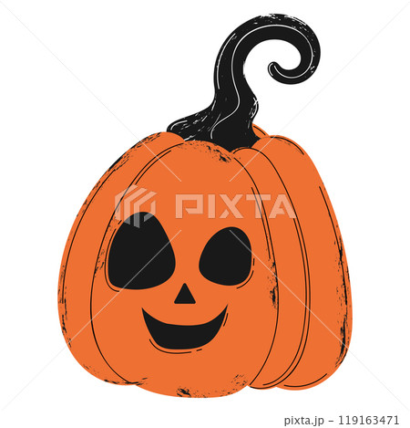 Vintage style Halloween pumpkin with creepy smiling face Vector 119163471