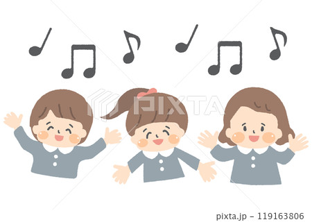 合唱する子供たちと音符のイラスト 119163806