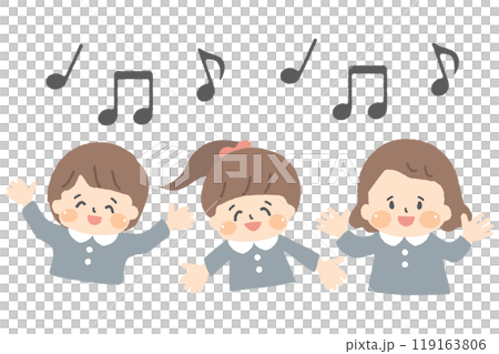 合唱する子供たちと音符のイラスト 119163806