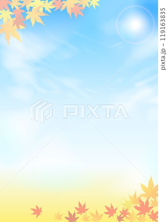 青空と紅葉の背景イラスト 119163835