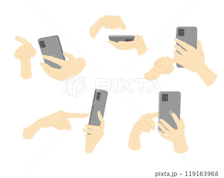 スマホを両手でクリック操作する手のカラーイラスト素材セット2 スマホを両手でクリック操作する手のカラーイラスト素材セット2 119163968