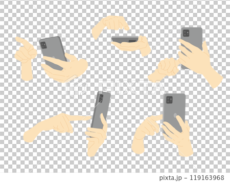 スマホを両手でクリック操作する手のカラーイラスト素材セット2 スマホを両手でクリック操作する手のカラーイラスト素材セット2 119163968