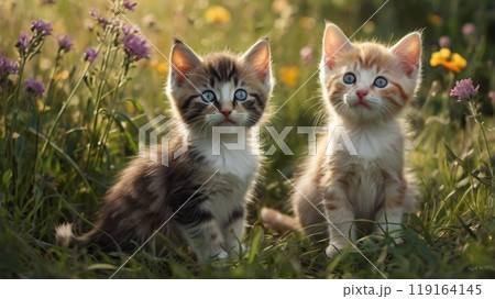 草原にいる子猫 草原にいる子猫 119164145