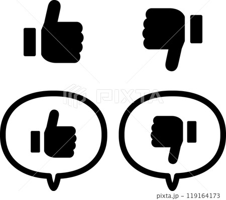 サムズアップとサムズダウンのアイコン サムズアップとサムズダウンのアイコン 119164173