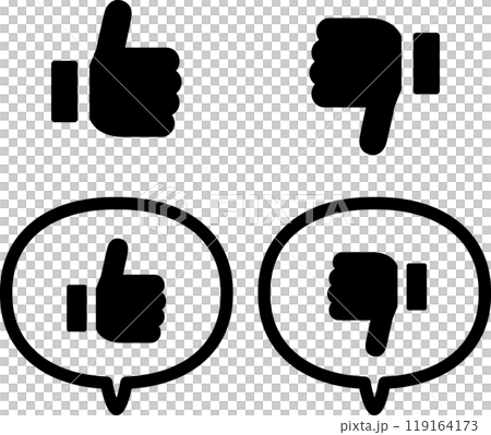 サムズアップとサムズダウンのアイコン サムズアップとサムズダウンのアイコン 119164173