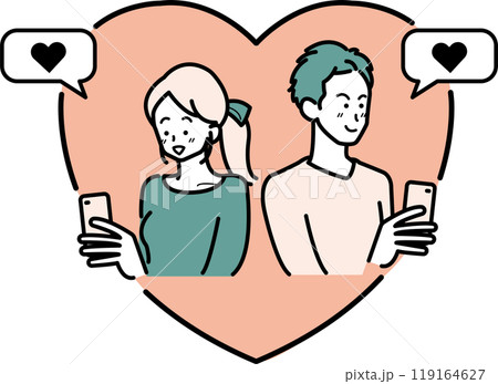 男女のマッチングのイラスト　恋活や婚活 119164627