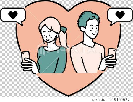 男女のマッチングのイラスト　恋活や婚活 119164627