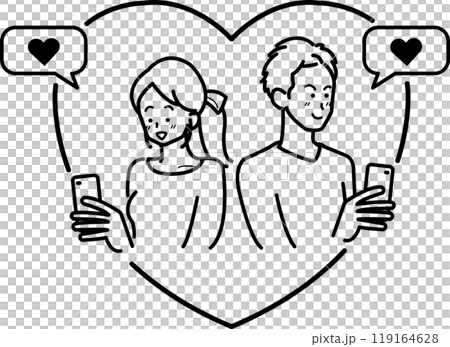 男女配對圖解 愛情狩獵與婚姻狩獵 僅限線描 119164628