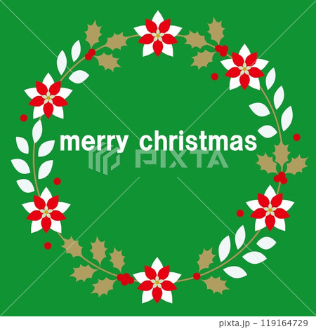 メリークリスマス　merry christmas　フレーム　ポインセチア 119164729