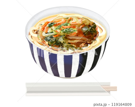 かき揚げうどん（野菜）青白椀、割り箸付き 119164809