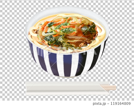 かき揚げうどん（野菜）青白椀、割り箸付き 119164809