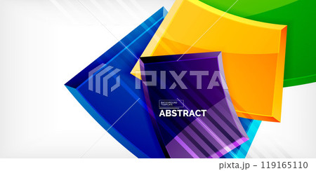 Round 3d shapes, plates background. Creative composition design template 119165110