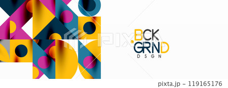 Trendy colorful circles, lines, arrows, triangles and other geometric shapes. Vector Illustration For Wallpaper, Banner, Background, Card, Book Illustration, landing page Trendy colorful circles, lines, arrows, triangles and other geometric shapes. Vector Illustration For Wallpaper, Banner, Background, Card, Book Illustration, landing page 119165176