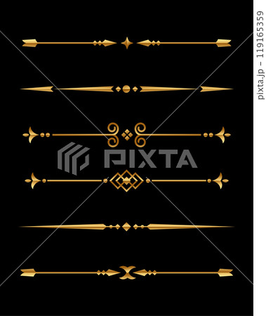 golden text divider ornament bundle design element with black background golden text divider ornament bundle design element with black background 119165359
