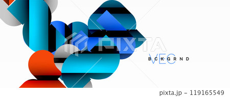 Colorful curve geometric shapes on white Colorful curve geometric shapes on white 119165549