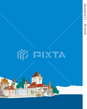 オーバーホーフェン城　schloss oberhofen　トゥーン　thun　スイス　冬風景 119166098