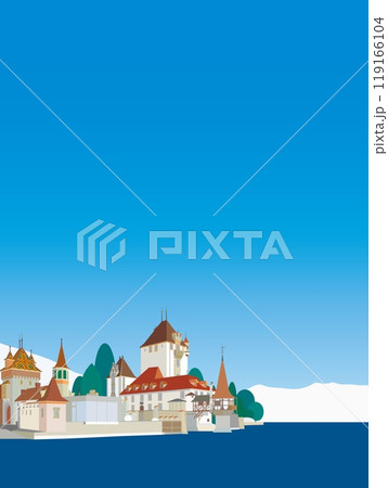 オーバーホーフェン城 schloss oberhofen トゥーン thun スイス 冬風景 オーバーホーフェン城 schloss oberhofen トゥーン thun スイス 冬風景 119166104