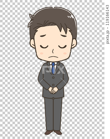 Full-body illustration of a businessman apologizing Full-body illustration of a businessman apologizing 119166143