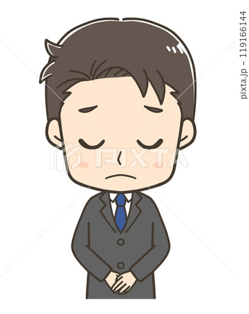 謝罪をするビジネスマンの上半身イラスト 119166144
