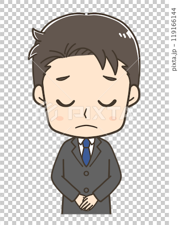 謝罪をするビジネスマンの上半身イラスト 119166144