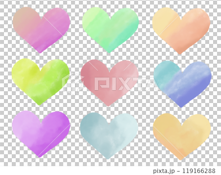 Illustration: Heart watercolor material set 119166288