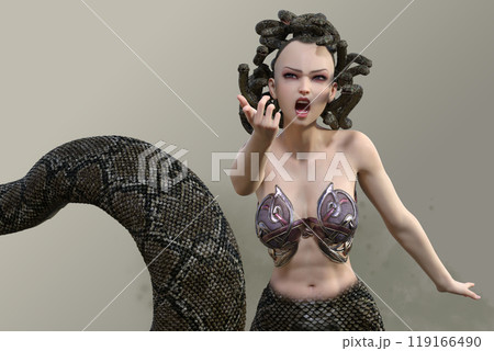こちらを指差すギリシア神話のメデューサ 119166490