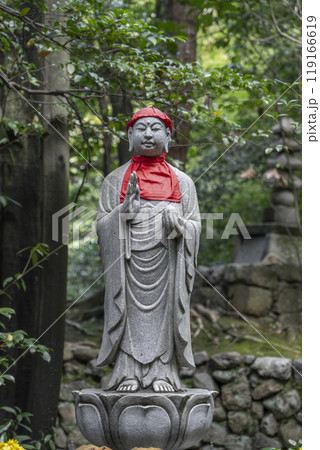 桂春院　真如の庭の奥に広がる苔庭　地蔵尊 119166619