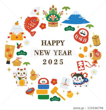 お正月のアイコンのフレームイラスト 119166746