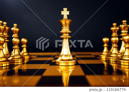 ゴールドチェスセットの王とポーンの対立 119166774