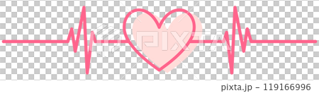 心電図のリズムと、ハートのイラスト 心電図のリズムと、ハートのイラスト 119166996