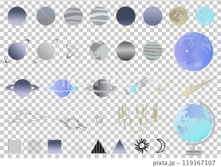 Space motif illustration set, illustrations, background illustrations Space motif illustration set, illustrations, background illustrations 119167107