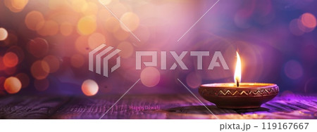 Festive illumination: happy Diwali, vibrant background for banners, wallpaper, copy space for text, design element, poster, card, flyer, greeting, capturing essence of festival of light. 119167667