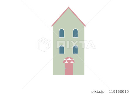 ピンクの屋根の家のアイコンイラスト 119168010