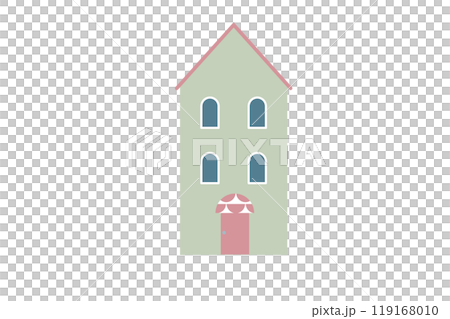 ピンクの屋根の家のアイコンイラスト 119168010