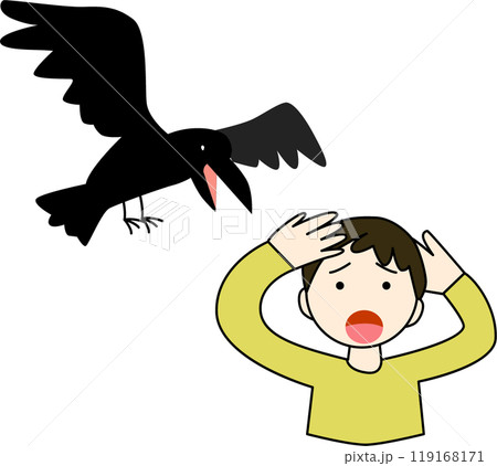 カラスに襲われる人 119168171