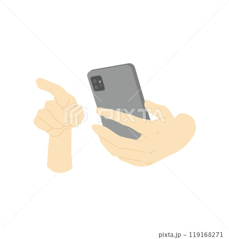 スマホをクリックする手のカラー線少なめイラスト素材5 119168271
