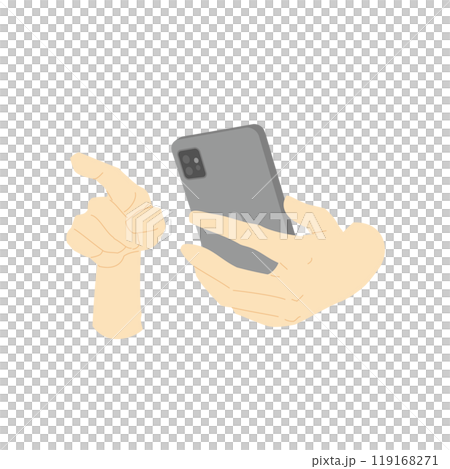 スマホをクリックする手のカラー線少なめイラスト素材5 119168271