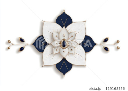 Sacred geometry: Mandala artwork featuring intricate patterns and symmetrical designs, representing spiritual harmony and balance, evoke a sense of peace and inner reflection. 119168336